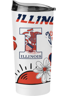 Logo Brands Illinois Fighting Illini 20oz Native Stainless Steel Tumbler - White