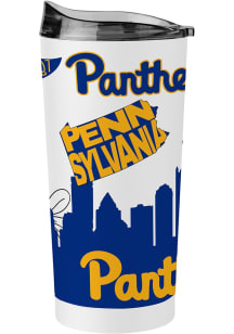 Logo Brands Pitt Panthers 20oz Native Stainless Steel Tumbler - White