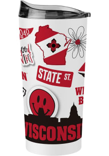 Logo Brands Wisconsin Badgers 20oz Native Stainless Steel Tumbler - White
