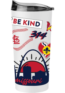 Logo Brands St Louis Cardinals 20oz Native Stainless Steel Tumbler - White