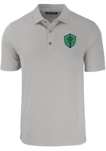 Cutter and Buck Seattle Sounders FC Mens Grey Forge Recycled Short Sleeve Polo