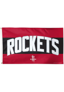 Houston Rockets Deluxe Stripe Silk Screen Grommet Flag - Red