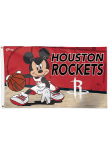 Houston Rockets Deluxe Disney Silk Screen Grommet Flag - Red