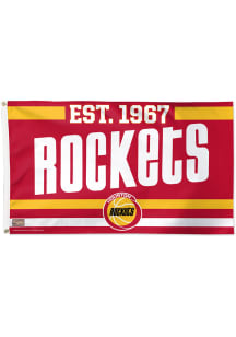 Houston Rockets Deluxe Established Silk Screen Grommet Flag - Red