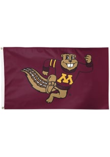 Minnesota Golden Gophers Deluxe Mascot Silk Screen Grommet Flag - Maroon