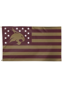 Texas State Bobcats Deluxe Stars and Stripes Silk Screen Grommet Flag - Maroon
