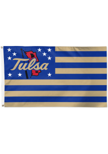 Tulsa Golden Hurricane Deluxe Stars and Stripes Silk Screen Grommet Flag - Blue