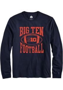 Rally Big Ten Navy Blue Football Arch Design Long Sleeve T Shirt