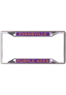Evansville Purple Aces Metal License Plate Frame - Silver