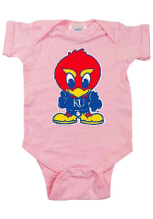 Kansas Jayhawks Baby Pink Baby Jay Short Sleeve One Piece