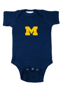 Michigan Wolverines Baby Blue Logo Short Sleeve One Piece