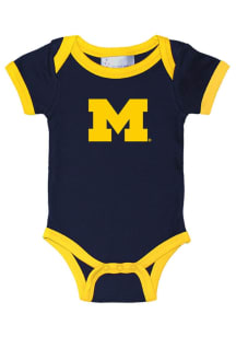 Michigan Wolverines Baby Blue Ringer Short Sleeve One Piece