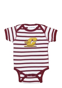 Central Michigan Chippewas Baby Maroon Skylar Stripe Short Sleeve One Piece