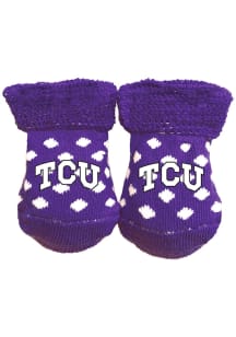 TCU Horned Frogs Polka Dot Baby Bootie Boxed Set
