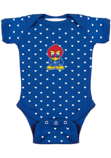 Kansas Jayhawks Baby Blue Heart Short Sleeve One Piece