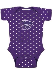 K-State Wildcats Baby Purple Heart Print Short Sleeve One Piece