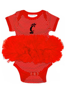 Cincinnati Bearcats Baby Red Pin Dot Tutu Short Sleeve One Piece