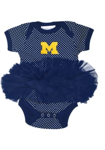 Michigan Wolverines Baby Blue Pin Dot Tutu Short Sleeve One Piece