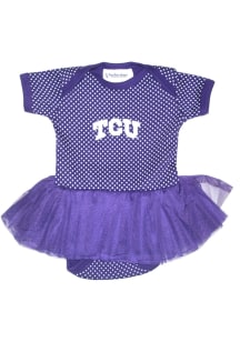 TCU Horned Frogs Baby Purple Pin Dot Tutu Short Sleeve One Piece