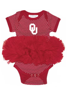 Oklahoma Sooners Baby Crimson Pin Dot Tutu Design Short Sleeve One Piece
