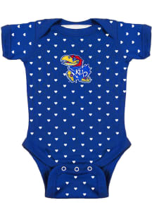 Kansas Jayhawks Baby Blue Heart Jayhawk Short Sleeve One Piece
