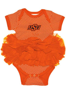 Oklahoma State Cowboys Baby Orange Pin Dot Tutu Short Sleeve One Piece
