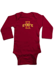 Iowa State Cyclones Baby Cardinal Primary Logo Long Sleeve One Piece