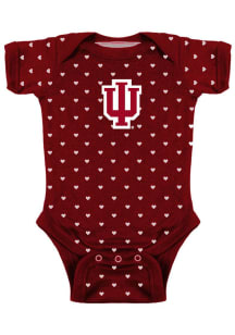 Indiana Hoosiers Baby Cardinal Heart Short Sleeve One Piece