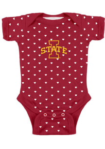 Iowa State Cyclones Baby Cardinal Heart Short Sleeve One Piece