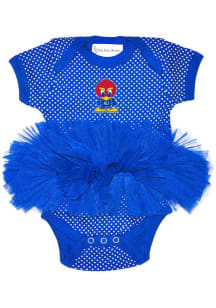 Kansas Jayhawks Baby Blue Baby Jay Pin Dot Tutu Short Sleeve One Piece