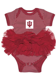 Indiana Hoosiers Baby Cardinal Pin Dot Tutu Short Sleeve One Piece
