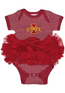 Iowa State Cyclones Baby Cardinal Pin Dot Tutu Short Sleeve One Piece