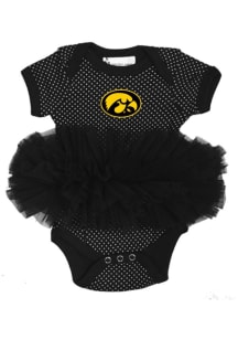 Iowa Hawkeyes Baby Black Pin Dot Tutu Short Sleeve One Piece