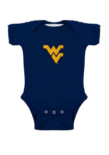 West Virginia Mountaineers Baby Navy Blue Lap Shoulder Short Sleeve One Piece