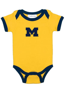 Michigan Wolverines Baby Yellow Ringer Short Sleeve One Piece