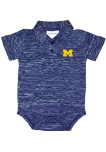 Michigan Wolverines Baby Blue Space Dye Short Sleeve One Piece Polo