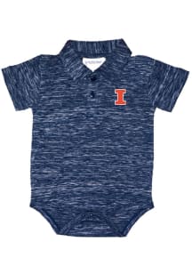 Illinois Fighting Illini Baby Navy Blue Space Dye Short Sleeve One Piece Polo