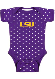 LSU Tigers Baby Purple Heart Design Short Sleeve One Piece