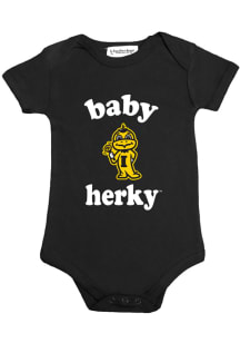 Iowa Hawkeyes Baby Black Mascot Graphic Short Sleeve One Piece