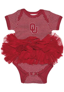Oklahoma Sooners Baby Crimson Pin Dot Tutu Short Sleeve One Piece