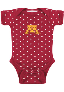 Minnesota Golden Gophers Baby Cardinal Heart Short Sleeve One Piece