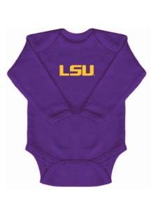 LSU Tigers Baby Purple Primary Logo Long Sleeve One Piece