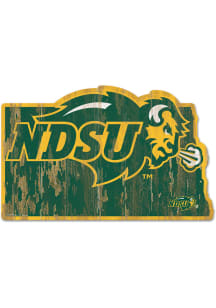 North Dakota State Bison State Shape Sign - Green