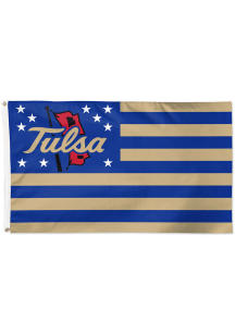 Tulsa Golden Hurricane Stars and Stripes Deluxe Silk Screen Grommet Flag - Blue