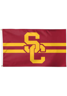USC Trojans Horizontal Striped Deluxe Silk Screen Grommet Flag - Red