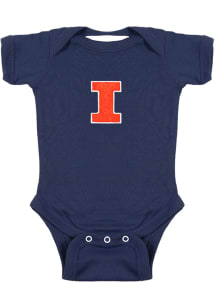 Illinois Fighting Illini Baby Navy Blue Bailey Short Sleeve One Piece