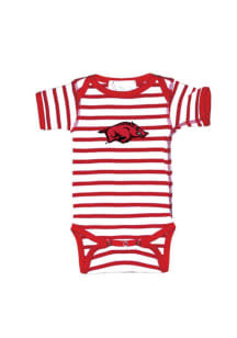 Arkansas Razorbacks Baby Crimson Skylar Stripe Short Sleeve One Piece