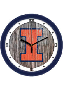 Illinois Fighting Illini 11.5 Weathered Wood Wall Clock