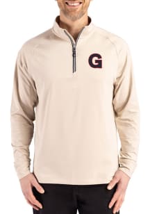 Cutter and Buck Gonzaga Bulldogs Mens Brown Vault Adapt Eco Knit Long Sleeve Qtr Zip Pullover
