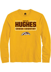Kaelin Hughes Western Michigan Broncos Gold NIL Stacked Box Long Sleeve Player T Shirt